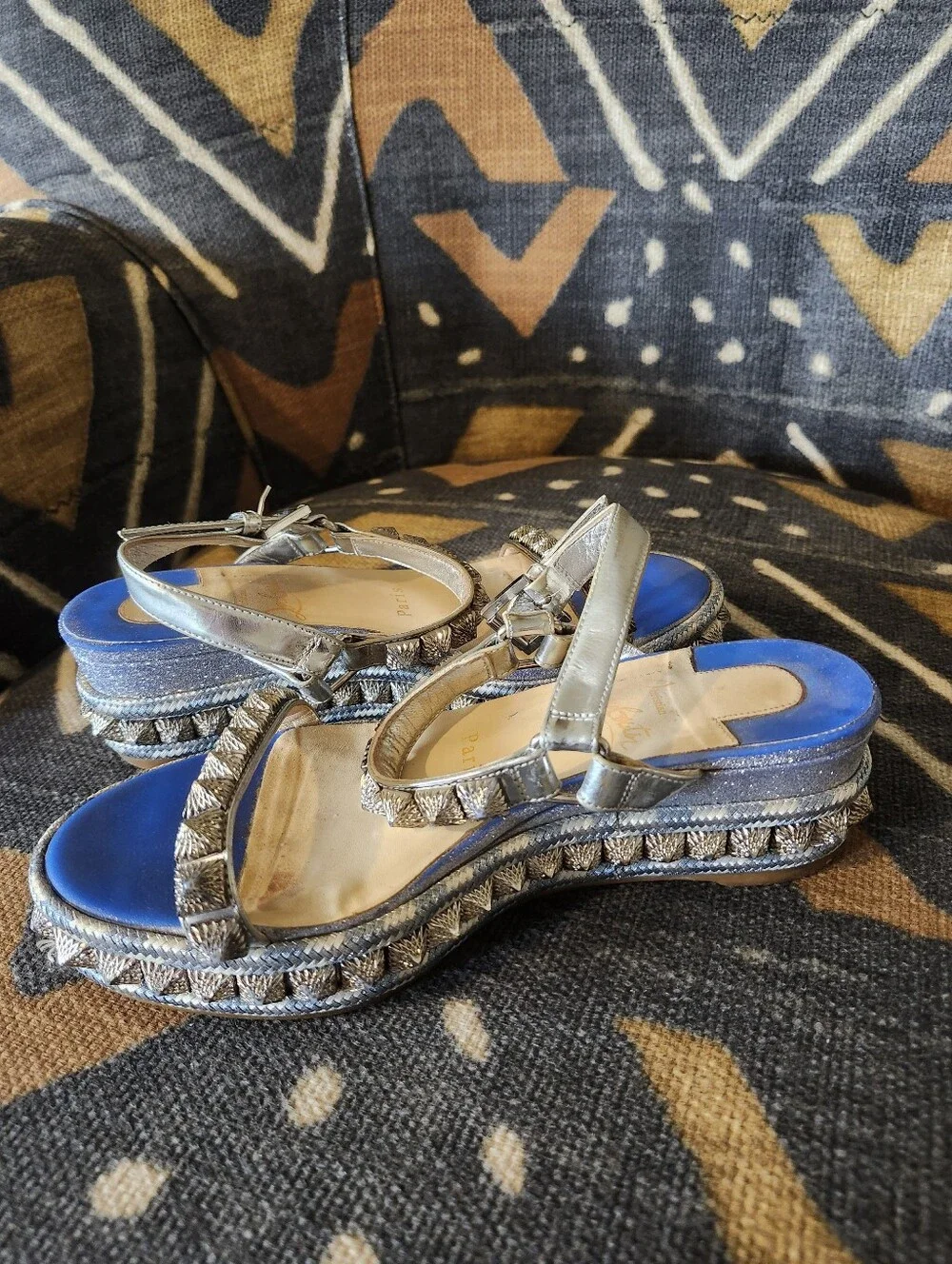 Sale🌟Christian Louboutin Holographic Rainbow Madmonica Platform Cobalt 35